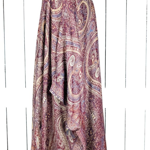 Grey burgundy tribal paisley pashmina kimono cover up jacket - Picture 5 of 6
